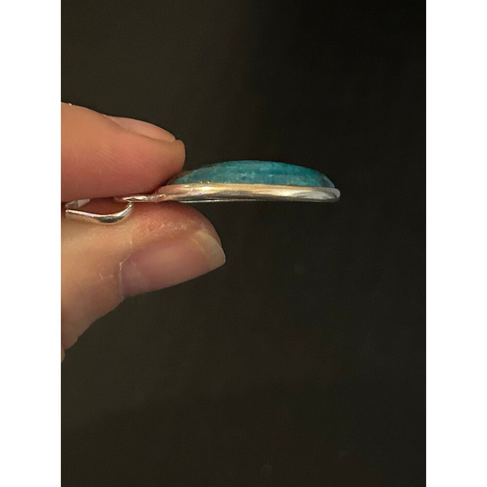 925 Sterling Silver Oval Shattuckite Pendant - Picture 6 of 12